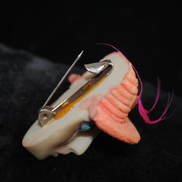 Vintage 1960s Celluloid Flapper Woman Brooch - Picture 6 of 7